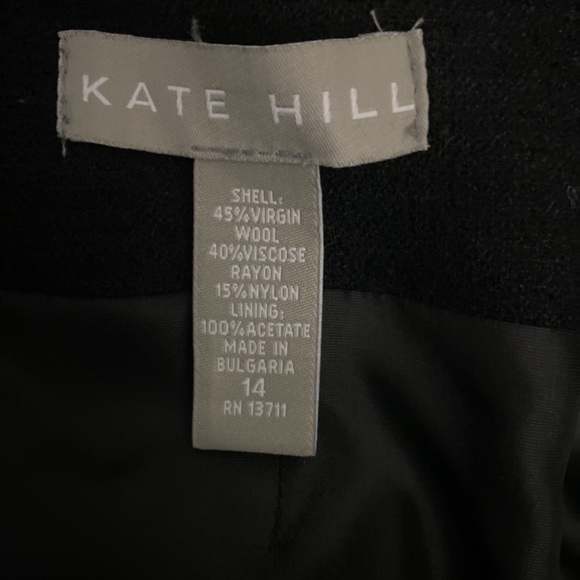 Kate Hill Virgin Wool Blend Black Blazer Jacket Size 14 - Picture 5 of 12